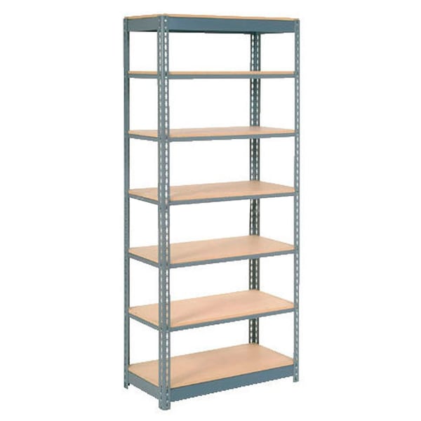 Heavy Duty Shelving 36W x 12D x 96H With 7 Shelves, Wood Deck, Gray